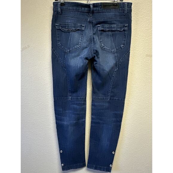 Zadig & Voltaire Evron Brut Rivet Blue Dark Wash Jeans Womens 26 Ankle Zip - Picture 4 of 15